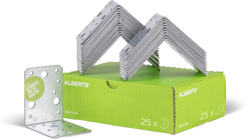 Alberts 846589 Winkelverbinder | sendzimirverzinkt | 90 x 90 x 65 mm | 25er Set, 90 x 90 x 65 mm