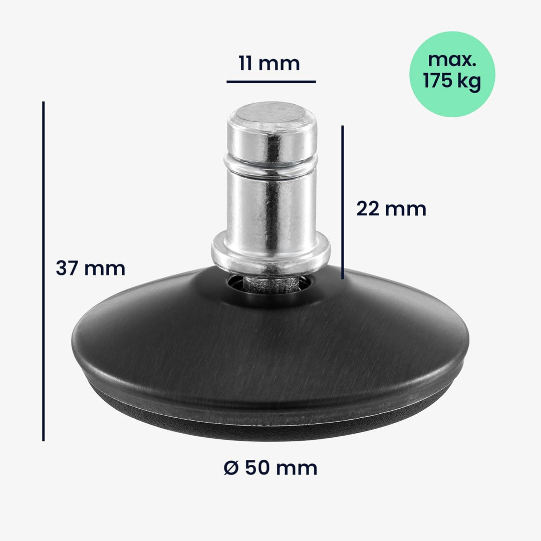 kwmobile Bürostuhl Gleiter 5er Set - Bodengleiter für Schreibtischstuhl 11mm x 22mm - Drehstuhl Füss