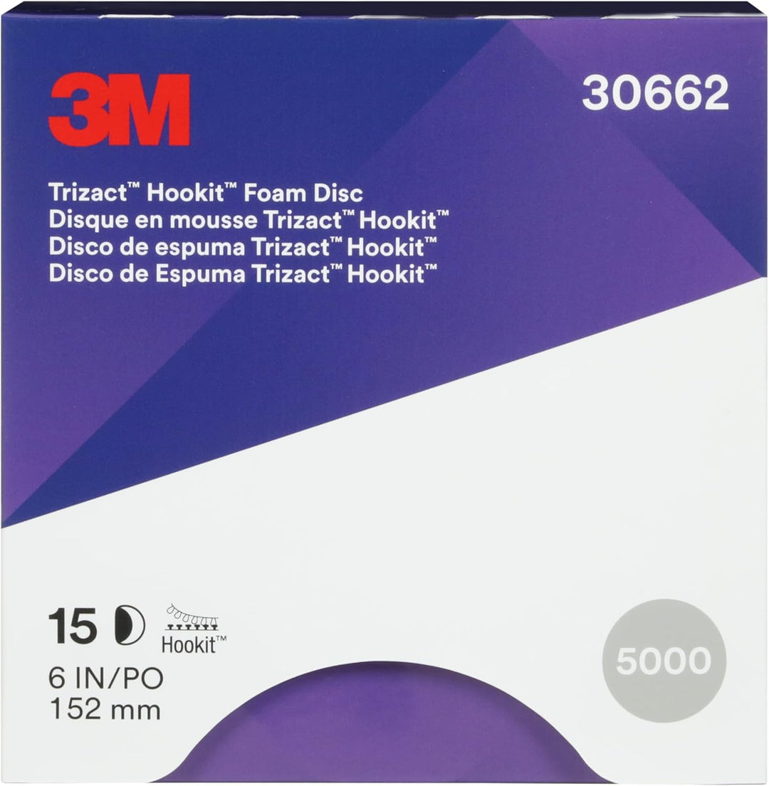 Trizact 3M Hookit Schaumstoffscheibe, 15,2 cm, P5000, 15 Scheiben pro Karton, blau