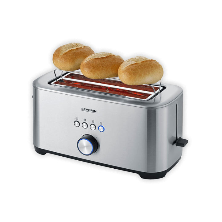 Severin Langschlitz-Toaster, 4 Brotscheiben, Brotscheibenzentrierung, 7 Stufen, Brötchenaufsatz, Abs