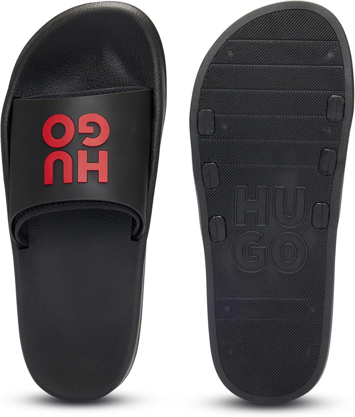 HUGO Herren Nil Slid Slides mit Logo-Riemen Grösse 39 EU Black2, 39 EU Black2