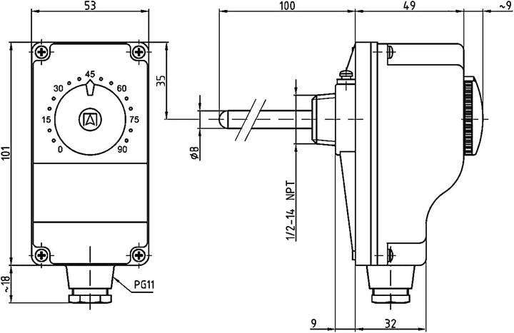 Afriso A67407X Gehäuse-Tauchthermostat Afriso
