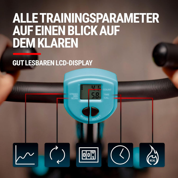 Hop-Sport Swing Side Stepper HS-055S mit verstellbarem Haltegriff Trainingsbändern Computer verstell