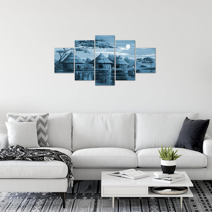 Runa Art Wandbilder Afrika Massai 5 Teilig Bild auf Vlies Leinwand Deko Wohnzimmer Schlafzimmer Sonn