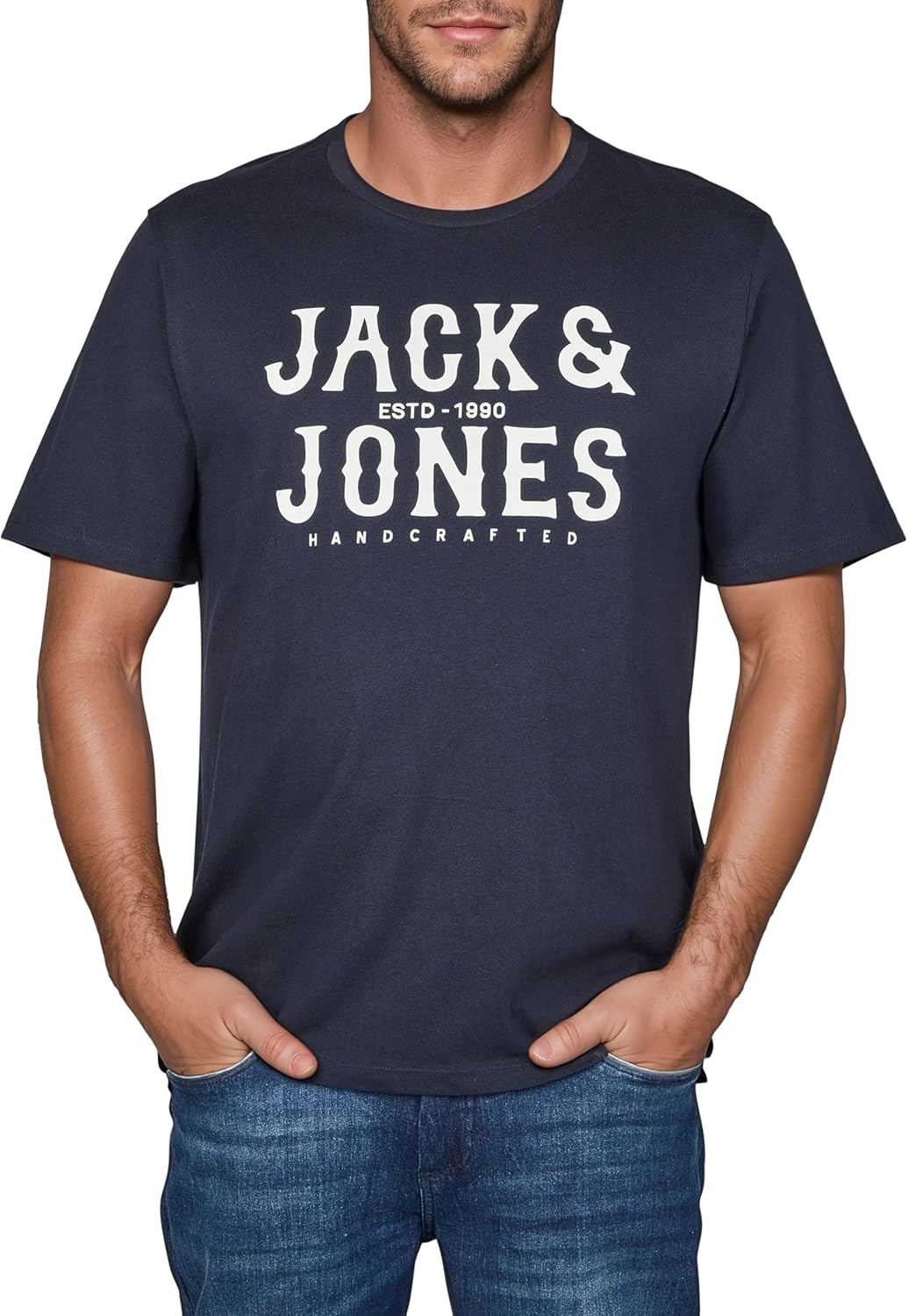 JACK & JONES JJLINO T-Shirt 4er Pack Rundhals Kurzarm Shirt Regular Fit Print Sommer 100% Baumwolle