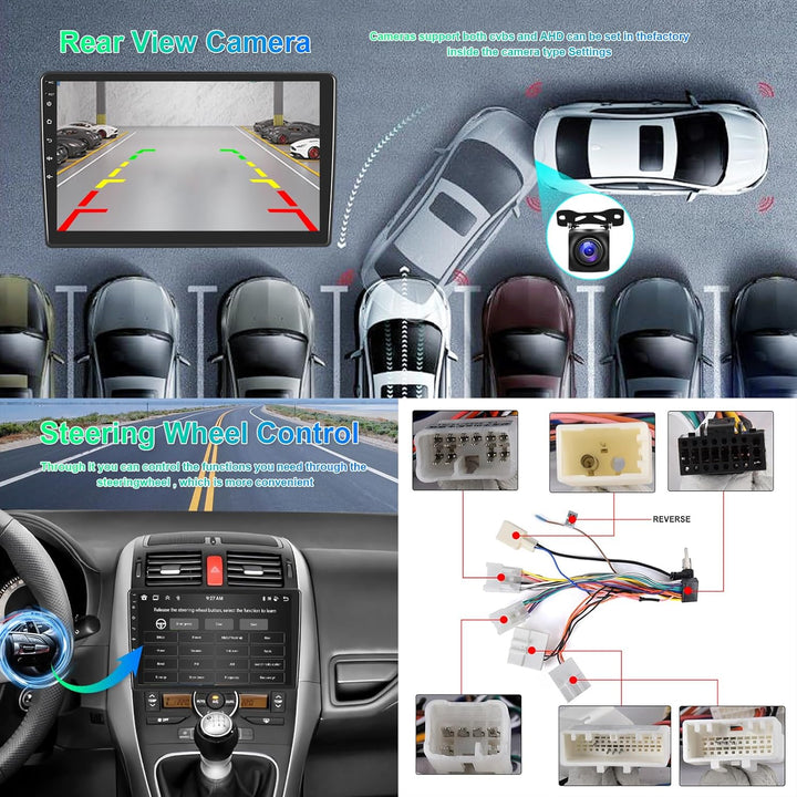 Hodozzy 8 Core 4G+64G Autoradio für Toyota AURIS 2006-2011 Android 10.1 Zoll IPS Touchscreen GPS Nav
