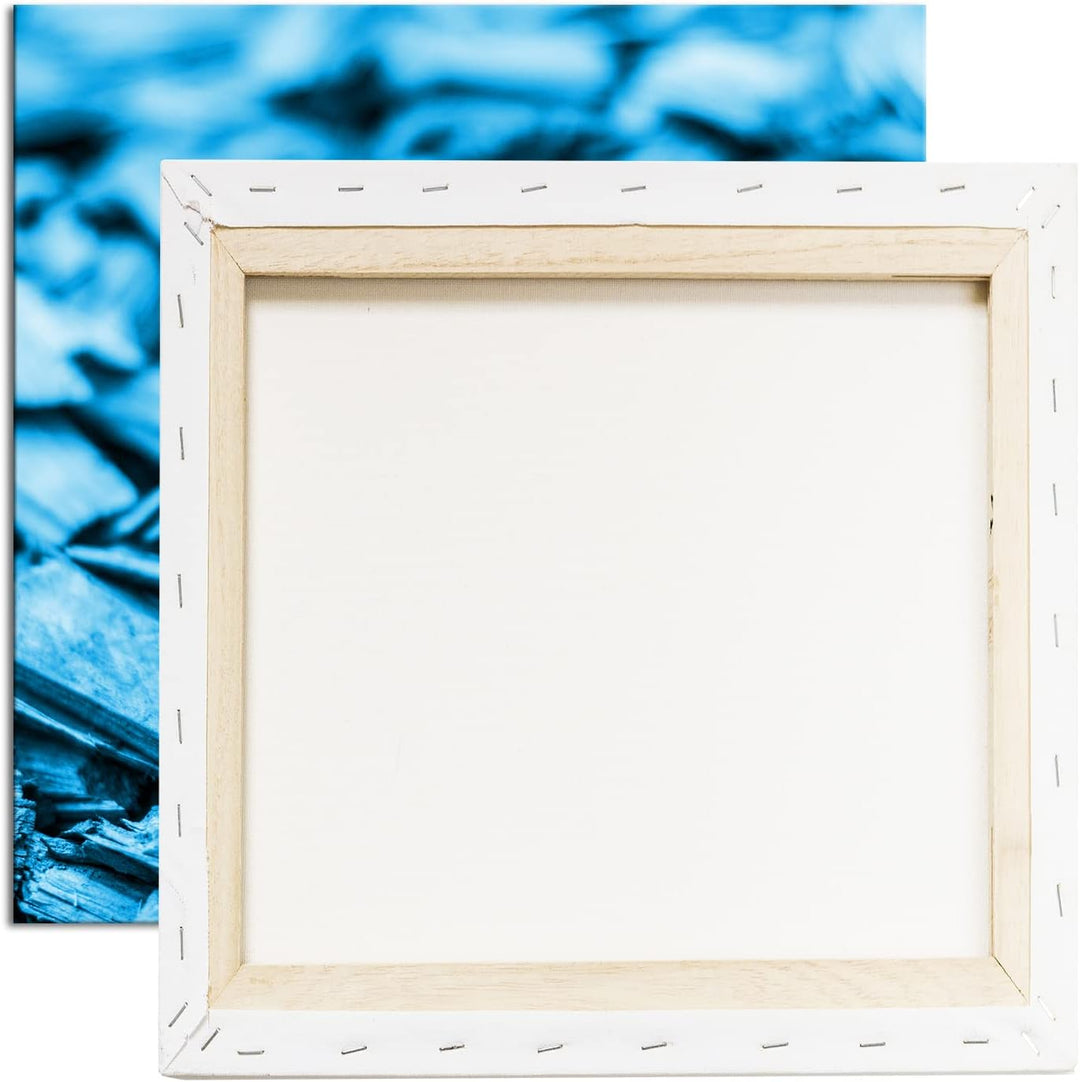 deyoli gelbe Blume auf Holz Format: 70x70 Effekt: Monocrome Blau als Leinwandbild, Motiv fertig gera