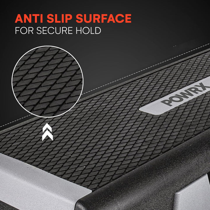 POWRX Profi Aerobic Steppbrett inkl. Workout I Fitness Stepper Stepbench Step höhenverstellbar I Mas