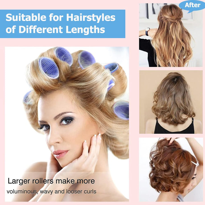 Lockenwickler Set 24 Stücke, Grosse Locken Curlers Ohne Hitze Selbsthaftend Haftwickler, Gross Haarw