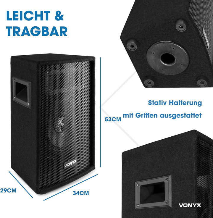 VONYX SL10 PA Lautsprecher Passiv 500 Watt Partybox, 10 Zoll Passiv, Disco, DJ Party Lautsprecher mi