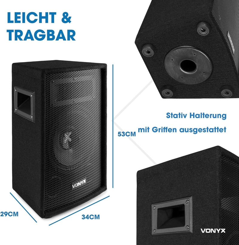 Lautsprecherset - Vonyx 10"-Lautsprecherset mit 2X SL10-Lautsprechern 500 Watt (1000 Watt insgesamt)