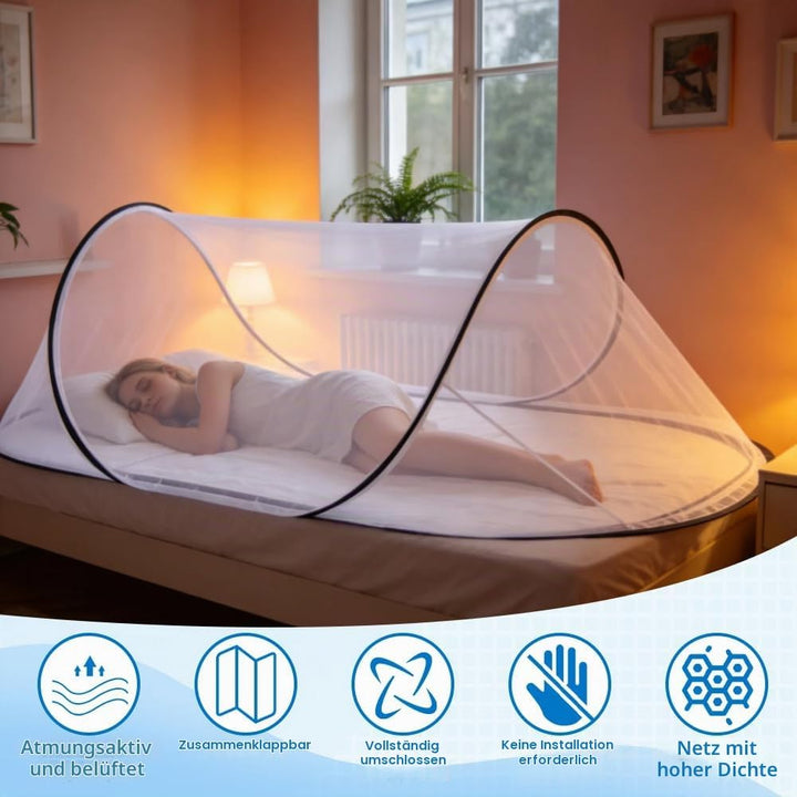Moskitonetz Pop Up, 200 x 80 x 56 cm Faltbares Moskitonetz, Tragbares Moskitozelt mit Transportbeute