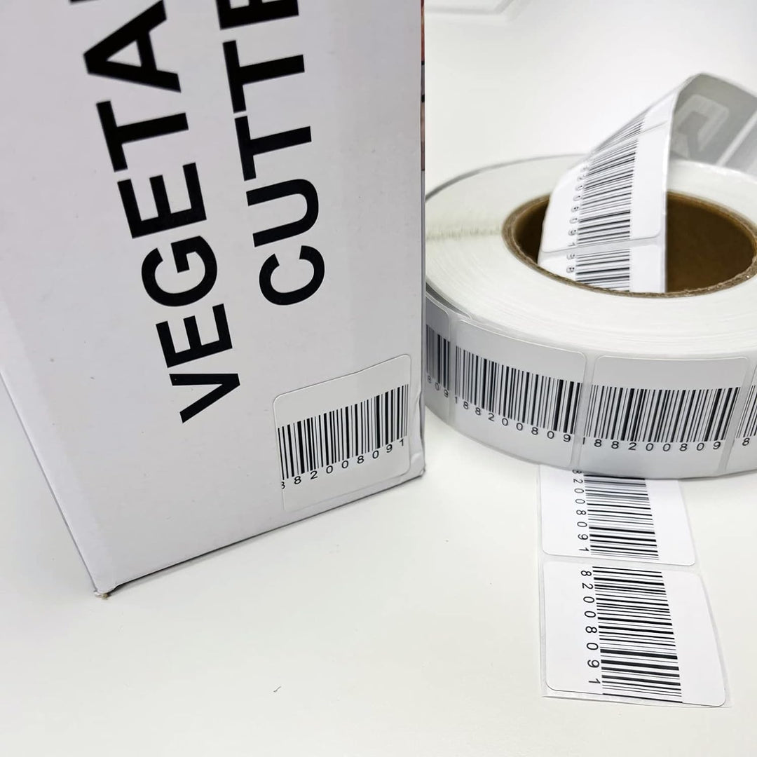 RF-Klebeetiketten 40x40 mm mit Barcode, Rollenetiketten 1000 o 2000 Stück, Anti-Diebstahl-Etiketten