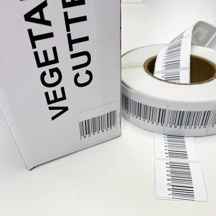 RF-Klebeetiketten 40x40 mm mit Barcode, Rollenetiketten 1000 o 2000 Stück, Anti-Diebstahl-Etiketten