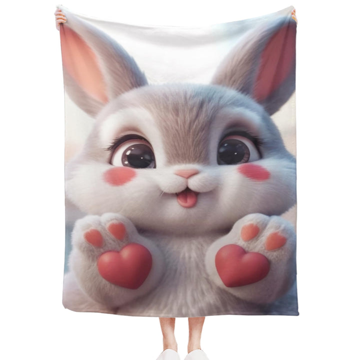 Kuscheldecke Flauschig Geschenke für Sie, 150x200 cm Hase Motiv | Fleecedecke Wohnzimmerdecke Decken