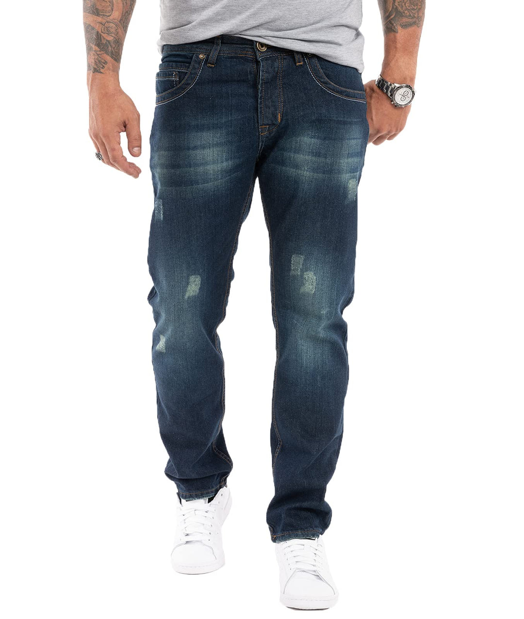 Rock Creek Herren Jeans Hose Denim Stretch Regular Fit Jeanshose Stonewashed W29-W44 29W / 30L Rc-22