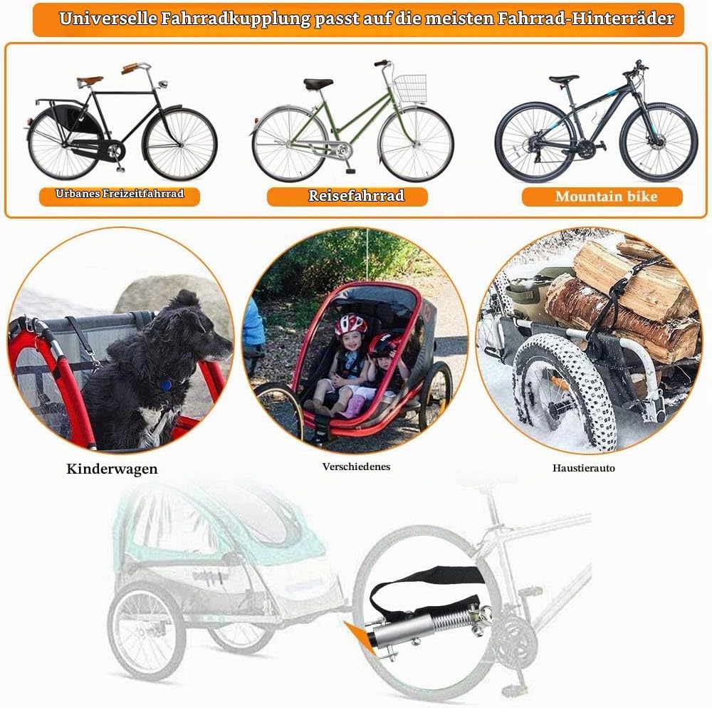 Fahrrad Anhängerkupplung Universal Adapter mit Sicherungsstift für Fahrradanhänger und Kinderanhänge