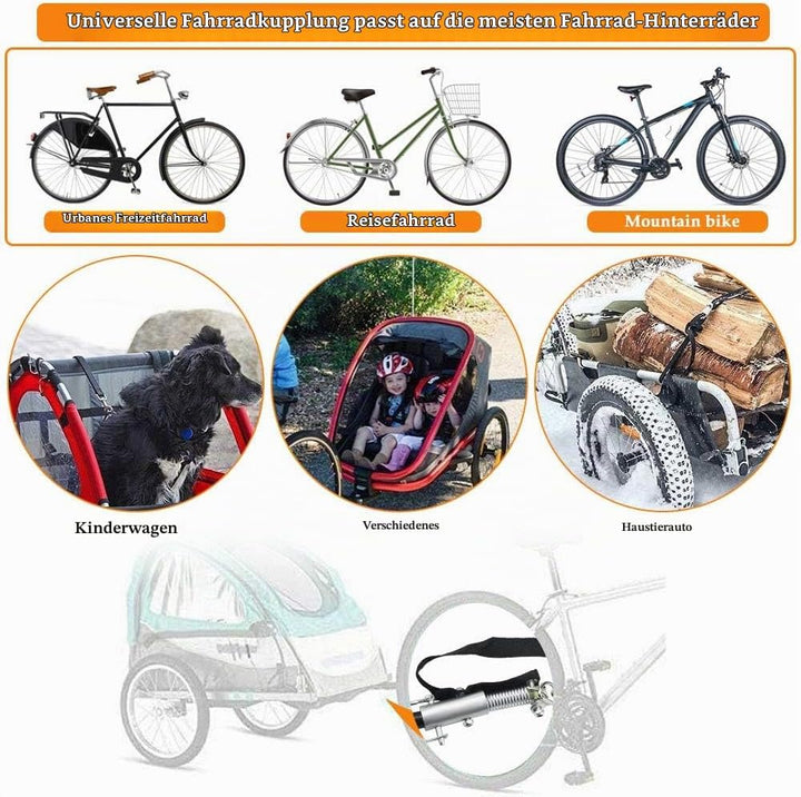 Fahrrad Anhängerkupplung Universal Adapter mit Sicherungsstift für Fahrradanhänger und Kinderanhänge