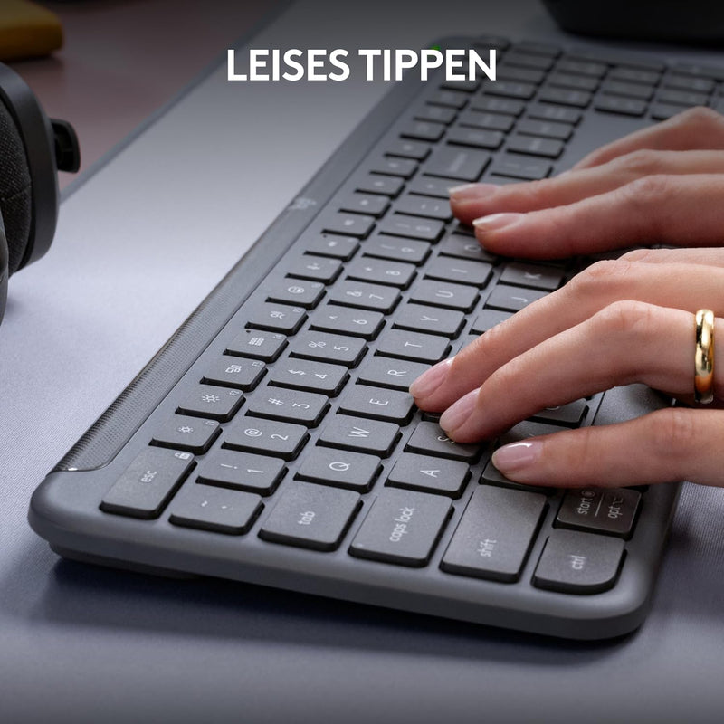 Logitech Signature Slim K950 kabellose Tastatur, schlankes Design, Wechseln zwischen Geräten beim Ti