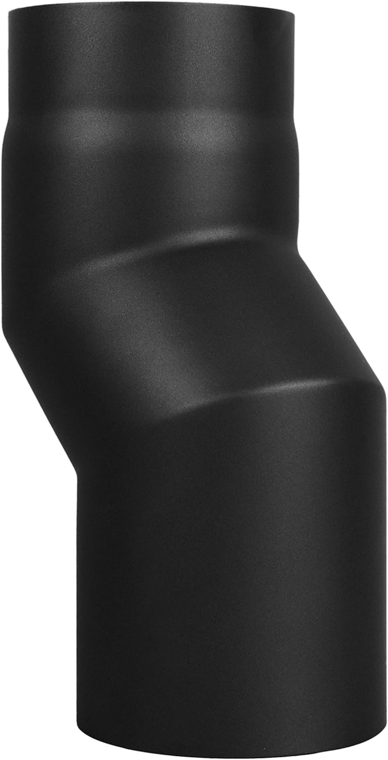 LANZZAS Rauchrohr Versatzbogen mit 60 mm Versatz - im Durchmesser Ø 130 mm - Farbe: schwarz - Doppel