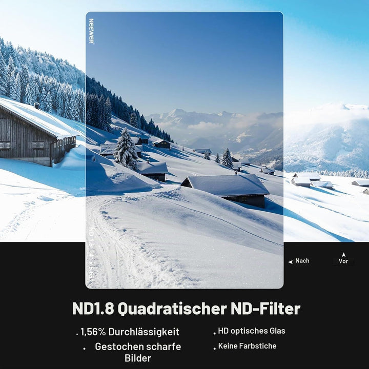 NEEWER ND1.8(6 Stops) Rechteckfilter ND Filter 4" x 5.65" KinoNeutraldichtefilter kompatibel mit Til