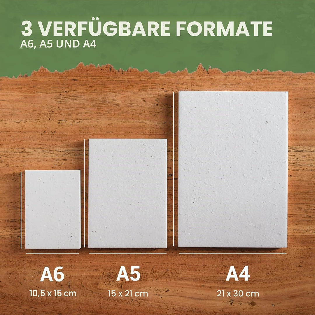 BLOOMING Aussaatpapier - 50 Blatt - DIN A6 150 g/m² - 10,5 x 15 cm - weiss - Blanko - biologisch abb
