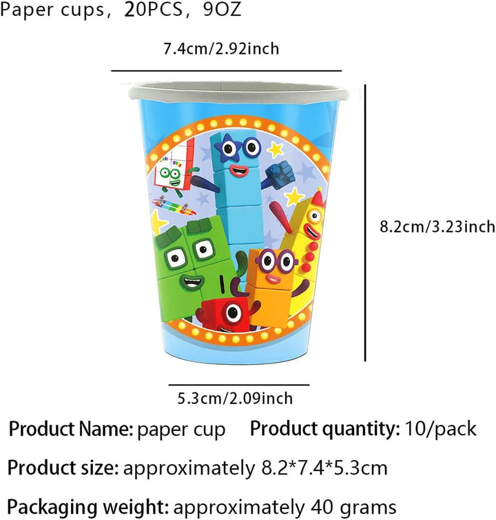Doyomtoy Number Building Blocks Partygeschirr Set, Serve 20 Gäste Karikatur Zahlenbausteine Geburtst