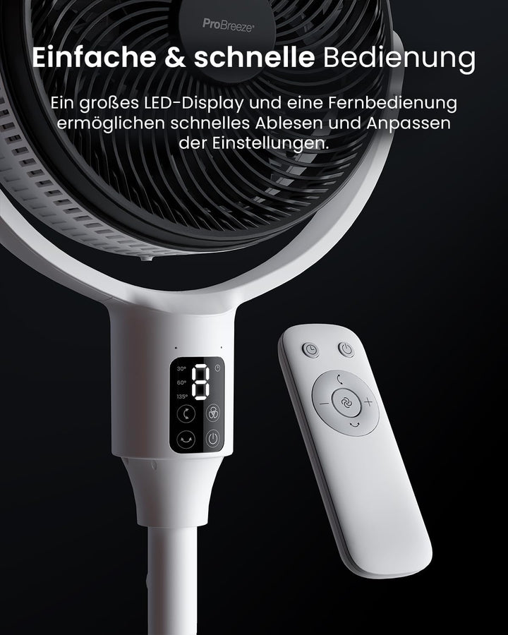 Pro Breeze AirFlo Plus Standventilator 109cm - Leiser Ventilator mit Fernbedienung, LED-Display – UL