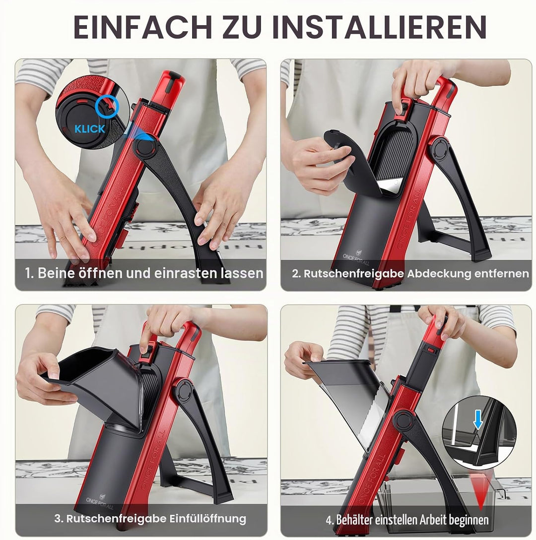 ONCE FOR ALL Gemüseschneider mit Auffangbecken, Gemüsehobel ideal als Pommesschneider &amp; Kartoffelsch
