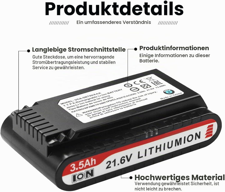 ANTIEE VCA-SBT90/XAA Akku Kompatibel mit Samsung Jet 75 Battery, Samsung Jet 75, 75+, 75 Pet Jet, 90