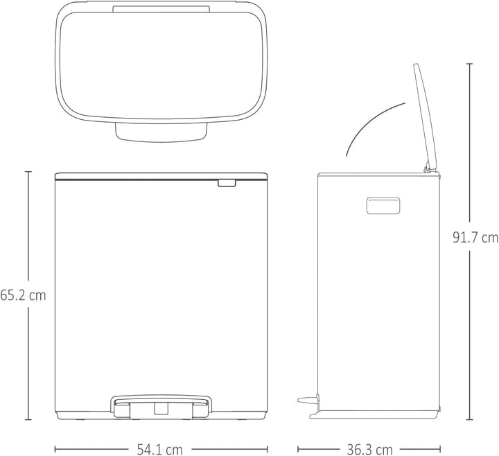 Brabantia 211485 Treteimer Bo, 2 x 30L, Grauer mineralbeton 2 Inneneimer (2 x 30L) Mineral Concrete