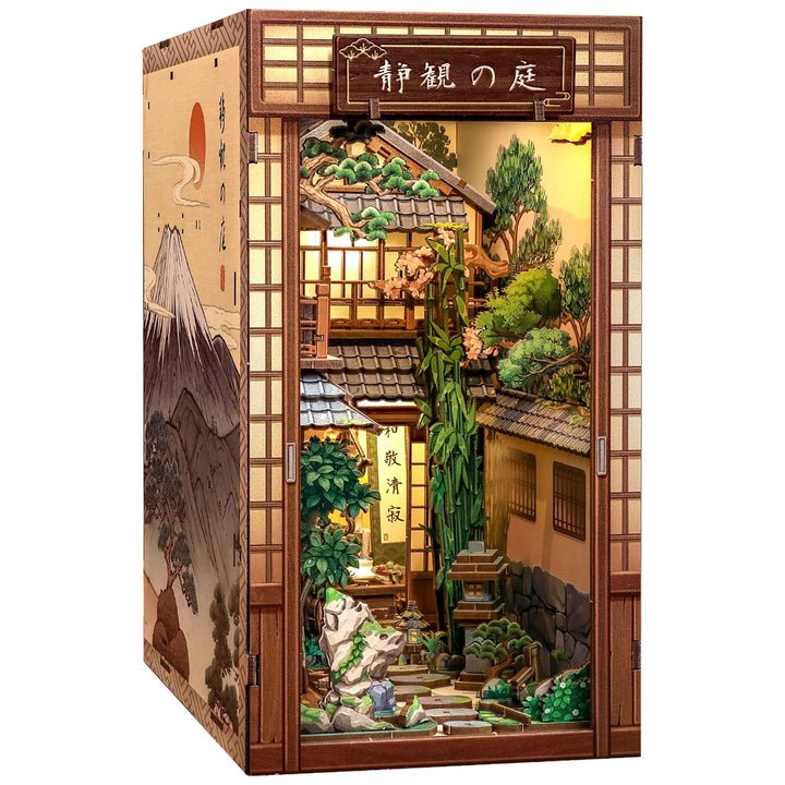 CUTEBEE Book Nook Kit - Puppenhaus Bausatz für Erwachsene, Japanisches Miniaturhaus mit LED Beleucht