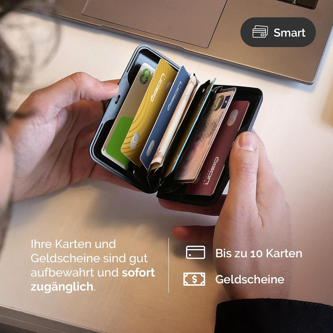 ÖGON -DESIGNS- Aluminium Kartenetui, RFID-Schutz vor Betrug und Entmagnetisierung, Kompakte Geldbörs
