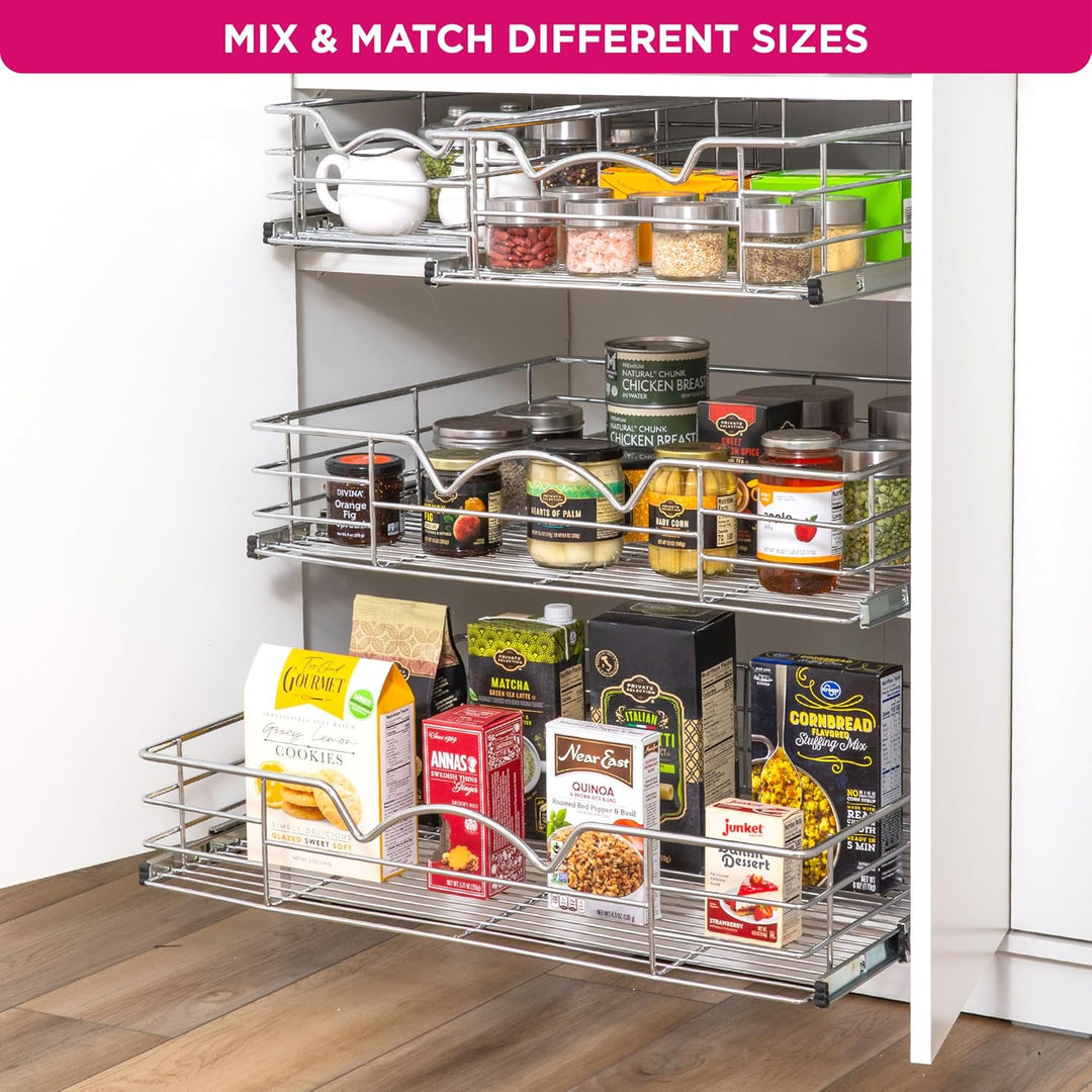 HOLDN’ STORAGE Ausziehbarer Schrank-Organizer – 12,7 cm hohe ausziehbare Schubladen für Küchenschrän