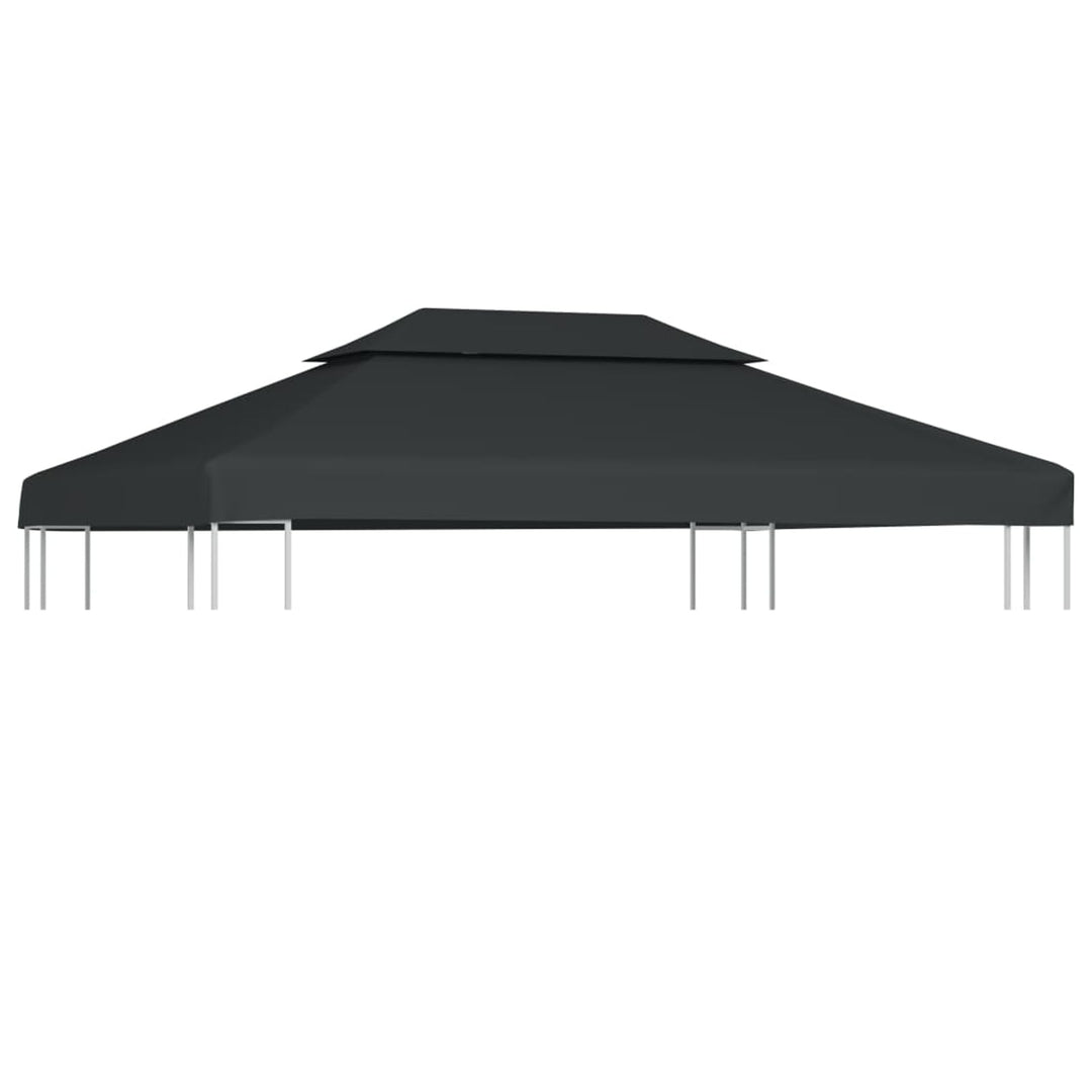 yorten 2-Stufiges Pavillondach Ersatzdach PVC-Beschichtung Wasserdicht Anthrazit 310 g/m² 4 x 3 m fü