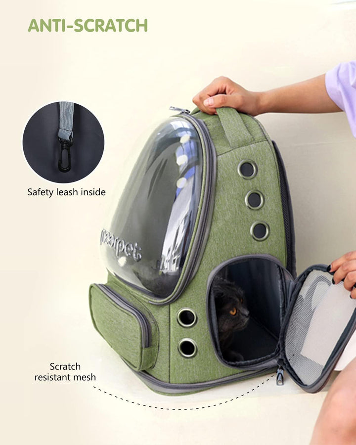 PETCUTE Haustier Rucksack,Tragbar Raumkapsel Hunde Katzen Rucksack mit Herausnehmbarer Matte,Atmungs