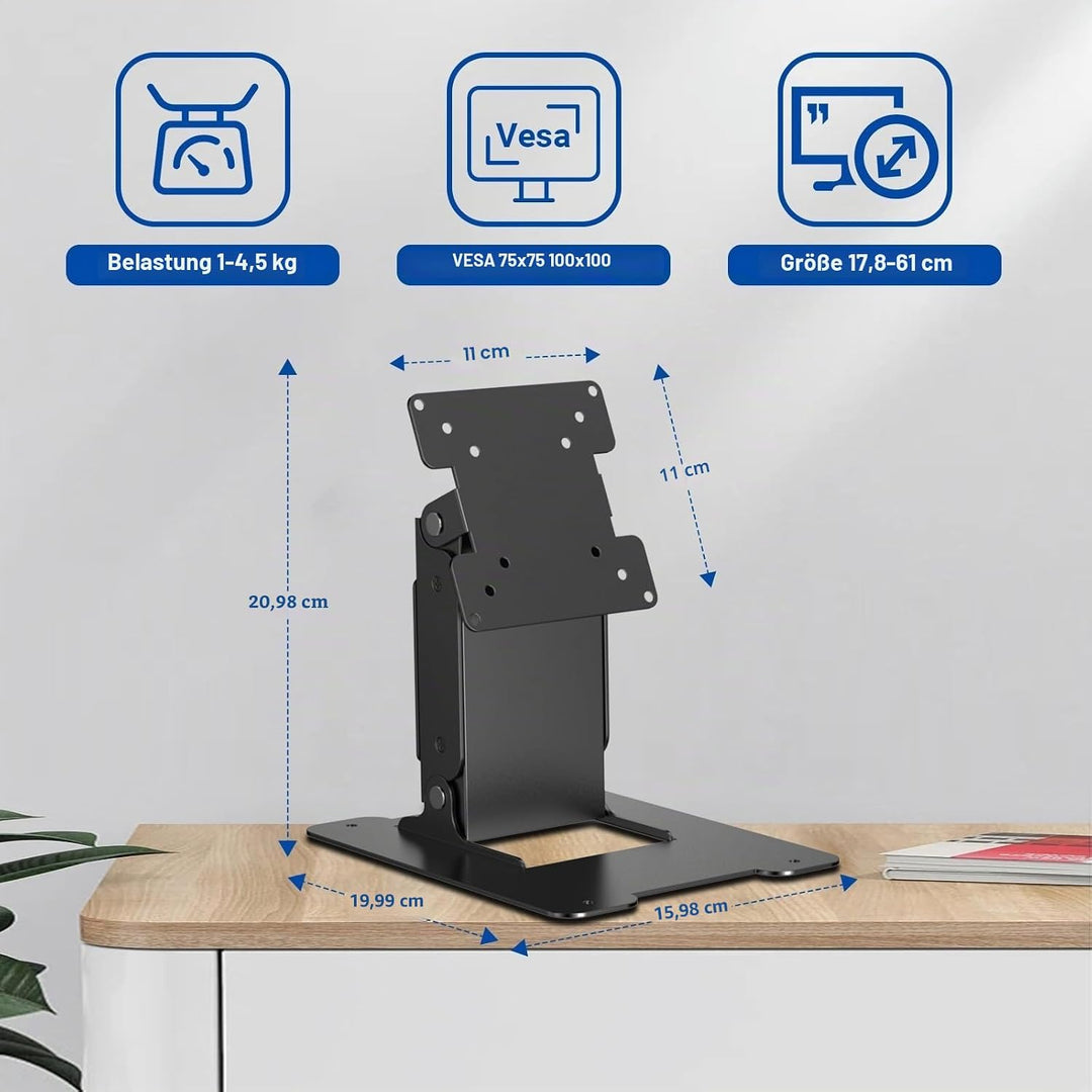 Wearson WS-03S VESA Standfuss für 7-17 Zoll Touchscreens POS und PC Monitore VESA 100x100 75x75mm Mo
