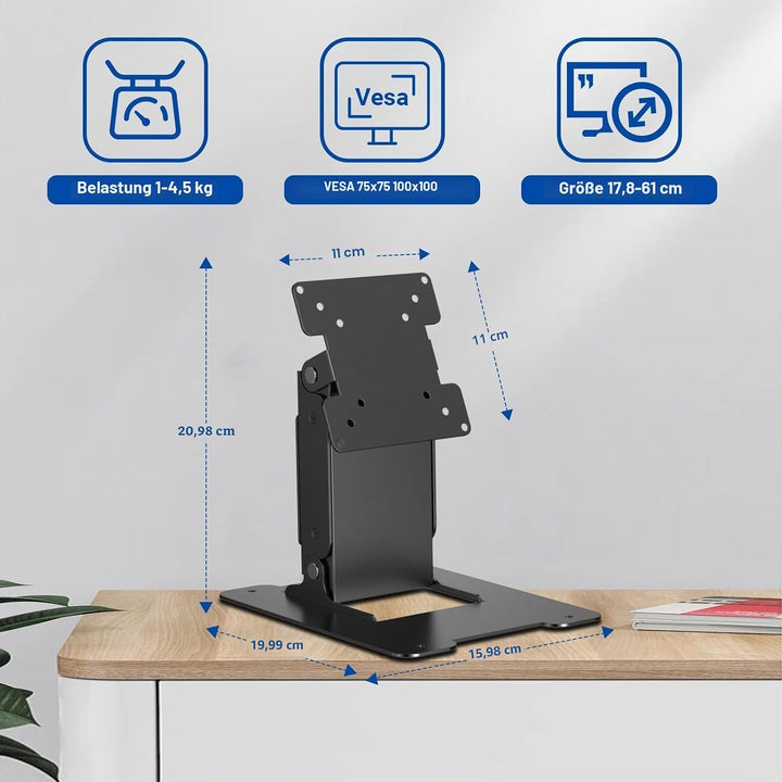 Wearson WS-03S VESA Standfuss für 7-17 Zoll Touchscreens POS und PC Monitore VESA 100x100 75x75mm Mo