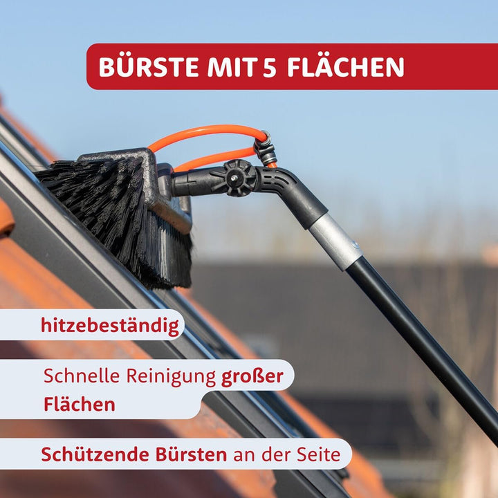 Aquascopic Aluminium Teleskopstange mit Solarpanel-Bürste & 5-Flächenbürste - Fensterputzer längenve