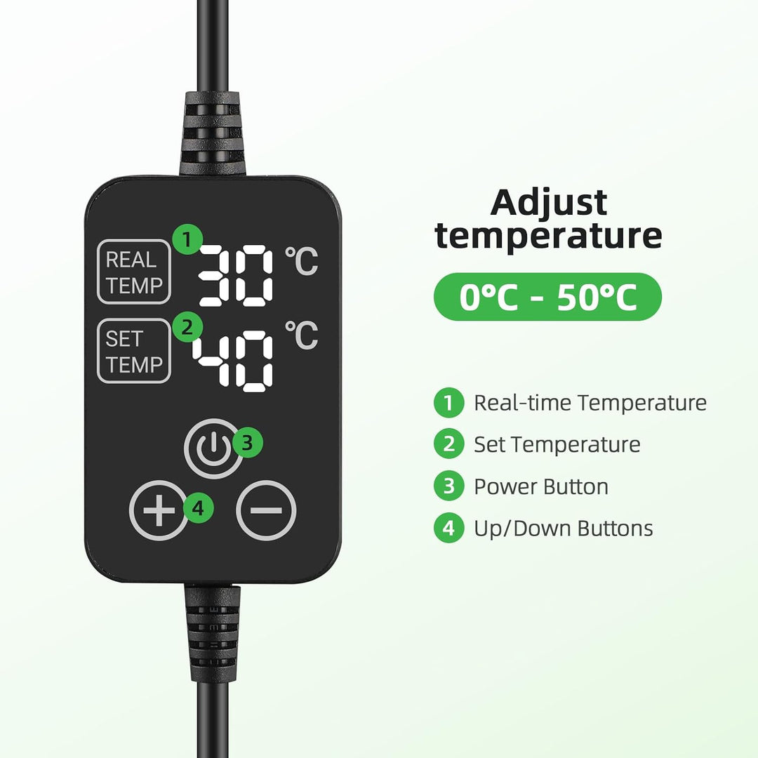 LERWAY Heizmatte Pflanzen mit Thermostat, IP67 wasserdichte Anzuchtheizmatte, 30W, Digitale Temperat