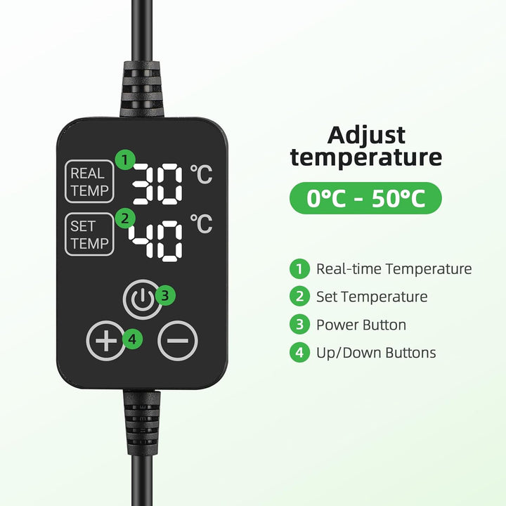 LERWAY Heizmatte Pflanzen mit Thermostat, IP67 wasserdichte Anzuchtheizmatte, 30W, Digitale Temperat