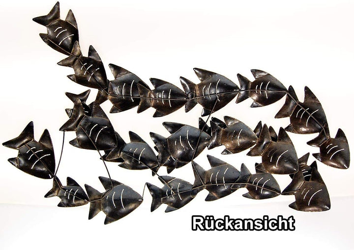 SEESTERN Fischschwarm Metall Wand Deko Verzierung Hänge Wand Dekoration 80cm /1809.smaragd