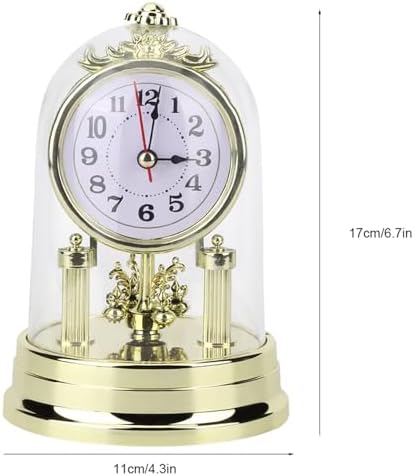 ANGGREK Retro Geräuschlose Tischuhr für Wohnzimmer im Europäischen Stil Goldene Wohndekoration Leich