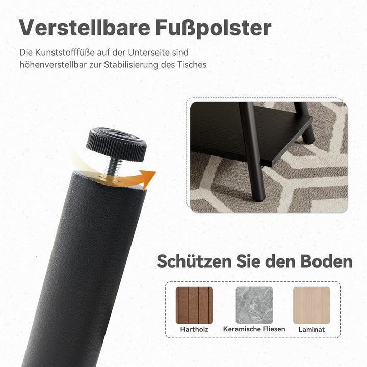 Hawthyhome Runde Beistelltisch 2-Tier Couchtisch Tisch mit Stauraum Moderner Massivholztisch Metallr