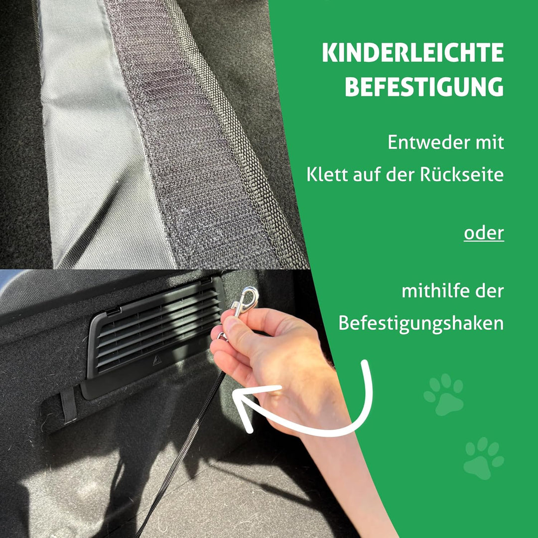 Ladekantenschutz Kofferraum [extra starker Klett + Befestigungshaken] Stossstangenschutz Hund - Koff