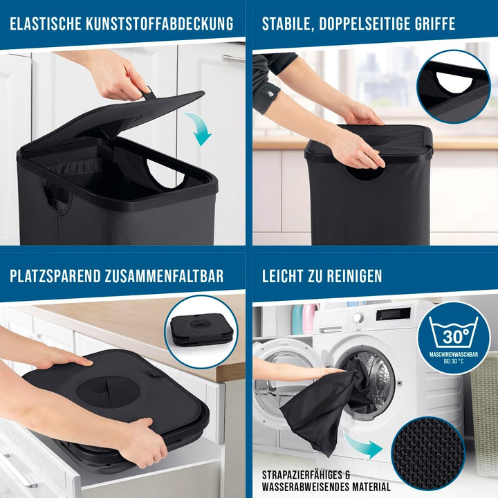 EASYmaxx Pfandflaschen Sammelbehälter 80 l inkl. Türhaken & 2 herausnehmbare Tragetaschen | Flaschen