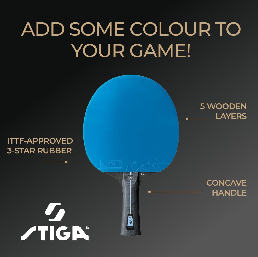 STIGA Tischtennisschläger Pro WRB Blue Edition - 3-Sterne Tischtennis Schläger mit Blauem Belag