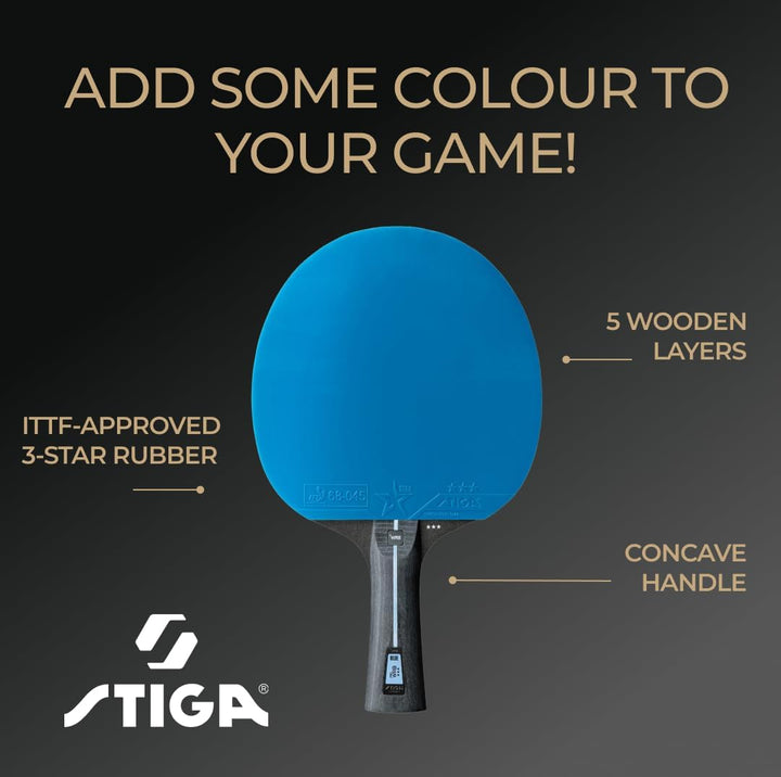 STIGA Tischtennisschläger Pro WRB Blue Edition - 3-Sterne Tischtennis Schläger mit Blauem Belag