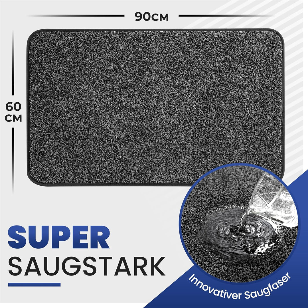 Mibao Fussmatte Innen 60 x 90 cm, Schmutzfangmatte für den Eingangsbereich, Türmatte, rutschfeste, S