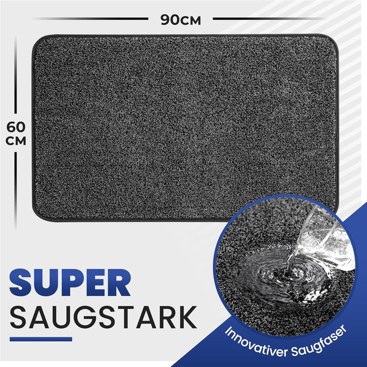 Mibao Fussmatte Innen 60 x 90 cm, Schmutzfangmatte für den Eingangsbereich, Türmatte, rutschfeste, S